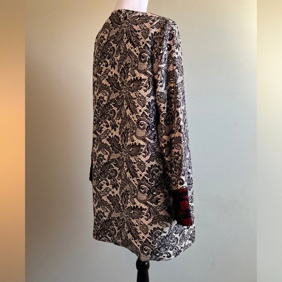 Lace Printed LIMELIGHT 2 PC Open Front Jacket Blazer with Red Lining - Picture 8 of 17